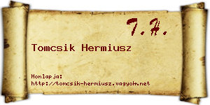 Tomcsik Hermiusz névjegykártya